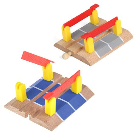 Träjärnvägstillbehör Railroad Crossing Bridge Train Slot