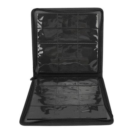 12 Lomme Kortbinder Holder PU Læder 480 Side Indlæsning Lomme Binder med Lynlås Blå