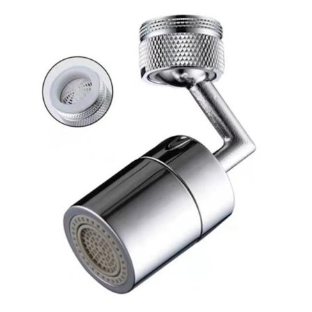 Pyörivä kaksiasentoinen hanan ilmastin adapterilla Silver