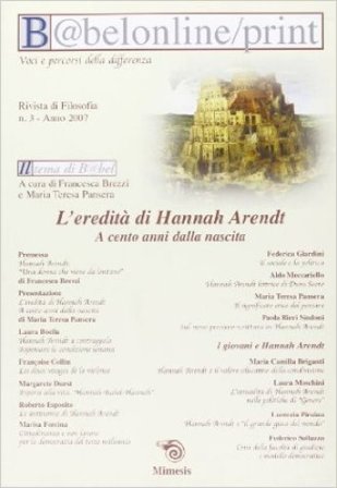 Babeleonline print. Vol. 3: L'eredità di Hannah Arendt. A cento anni dalla nascita
