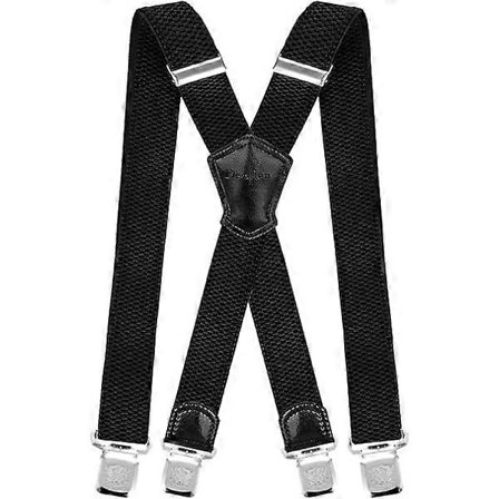 Henkselit erittäin vahvoilla metalliklipsillä, 4 cm leveät, kestävät henkselit, yksi koko sopii kaikille miehille ja naisille, säädettävät ja 