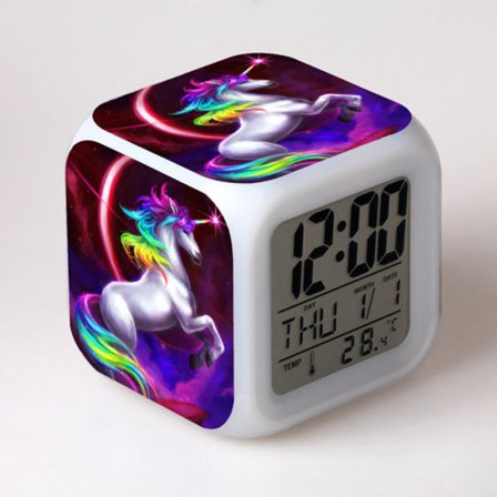 Enhjørning Jenter Digital Vekkerklokke, Lys LCD LED-Kube med Lys