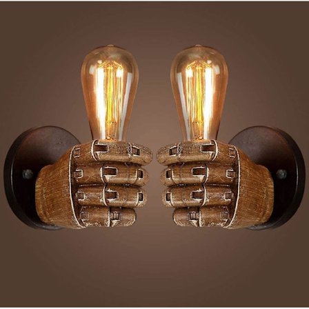 Antik Poing Vintage Industriell Vägglampa E27 Lampbas (vänster hand + höger hand)