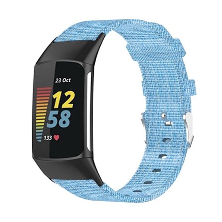 Fitbit Charge 5 andningsbart klockarmband i nylon - Blå