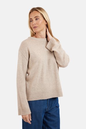 B. COPENHAGEN - Uld / Kashmir Strik- Beige Melange