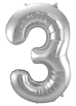 Sifferballong Jumbo 86 cm Silver "0-9" Siffra 3
