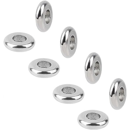 200 stk. 8 mm solide flade skive runde afstandsstykker Rondelle 304 rustfrit stål ring løse stopperperler hul 3,5 mm til armbånd halskæde 