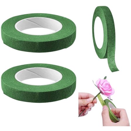 3 ruller - Blomstertape, selvklæbende tape, dekorativ tråd, 30 meter (grøn)