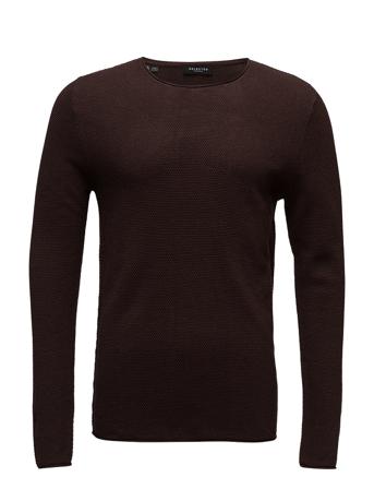 Slhrocky Crew Neck B Stickad Tröja M. Rund Krage Svart Selected Homme