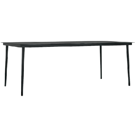 vidaXL Trädgårdsbord svart 200x100x74 cm stål och glas