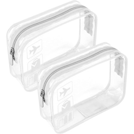 2-pak gennemsigtige toilet tasker til rejser, til håndbagage i lufthavnen, flydende shower bags, gennemsigtige sikkerheds toilet tasker i plastik (