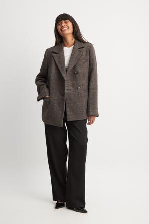 Mariona Autran x NA-KD Blazer oversize en laine mélangée - Tenue de bureau - Brun - EU 34