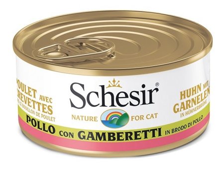 Schesir Pollo Con Gamberetti Cibo Umido Gatti Adulti Lattina 70g