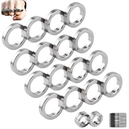 Fidget Ring Set, 4-Finger Trigger Rings, Vikbara Stress Relief Leksaker för Vuxna, Ångestlindrande Tillbehör (4)