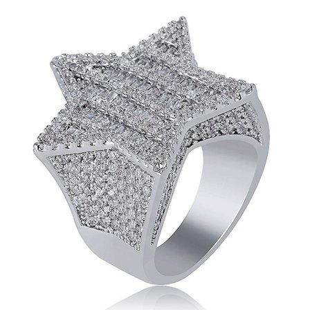 Herrar Ring Dam Micro Pave Guld Silver Finish Kubisk Zirkonia