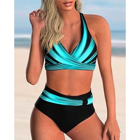 Dam Baddräkt Högmidjad Tvådelad Push-up Triangel Slank