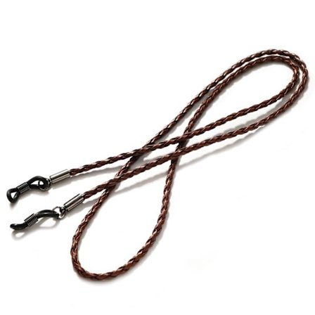 Briller Kæder Lanyards Læder Briller Halsrem Strop Reb Bånd Læder Brille Snor Justerbar Ende Briller Holder Briller Tilbehør,2stk,Brun