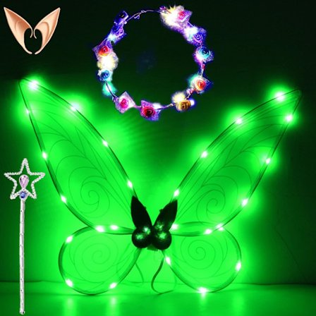 LED Fe-vinger Hårbøyle for Voksne - Stjerne Grønn Lysende Hårbøyle[JUN]