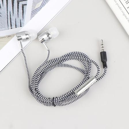 1 Stereo-hovedtelefoner med nylonvævet kabel - Sølv, One Size Silver One Size