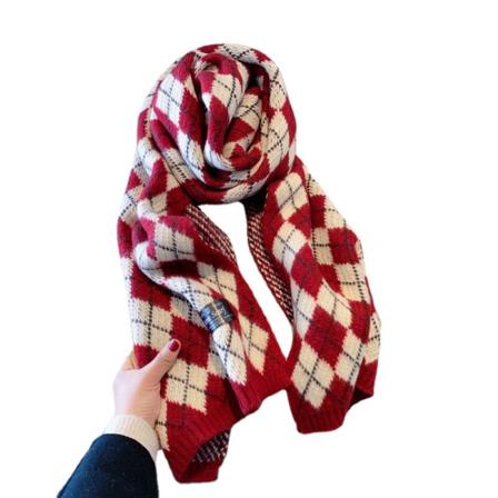 Scarf Ladie Höst Snygg Vinter Diamond Pläd Varm Förtjockning