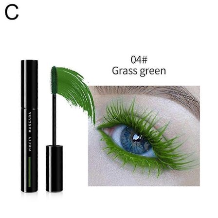 04#Gressgrønn $ farget mascara for volum, forlengelse, krøll, fargerik, ikke lett å fjerne mascara