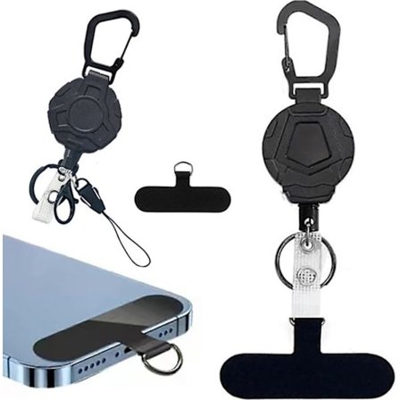 Smarttelefon sikkerhetsline 2-pakning – anti-tyveri mobilholder med karabinkrok og stålwire – teleskopisk telefonstropp