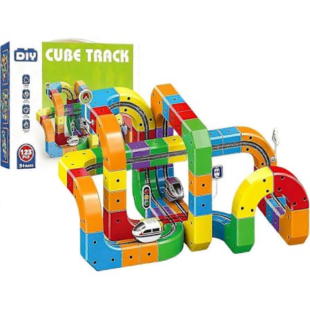 Elektrisk togsett fleksibel racerbane for barn, 123 stk bilbane for småbarn 3-5 Byggeleke STEM læringssett, jule- og bursdagsgaver til barn