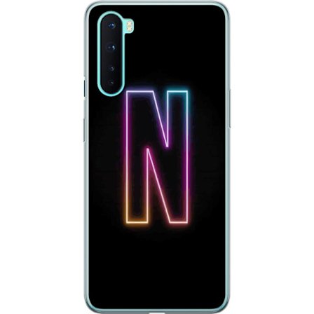 Kompatibel Mobilcover til OnePlus OnePlus Nord Minimalistisk neonbogstav N i farveskiftende lys mod sort baggrund