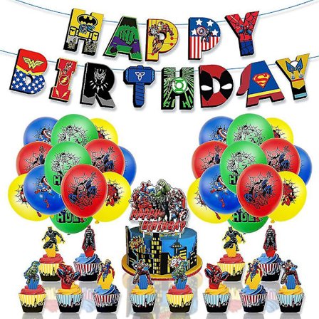 Avengers Superhelt-tema Barnefestutstyr Ballonger Banner Cupcakes Kake Toppers Sett