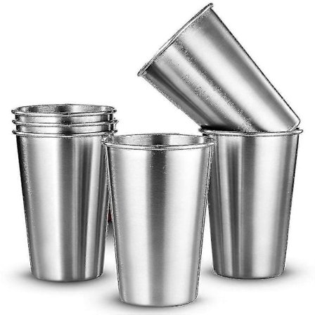 6-pak Rustfri Ølglas, Drikkekop 350ml