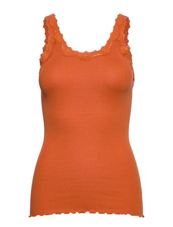 Silk Top W/ Lace T-shirts & Tops Sleeveless Orange Rosemunde