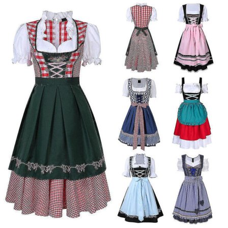 Dirndl Kjole Tysk Oktoberfest Bayersk Øl Wench Kostume Pige Festival Party Z X Pink S