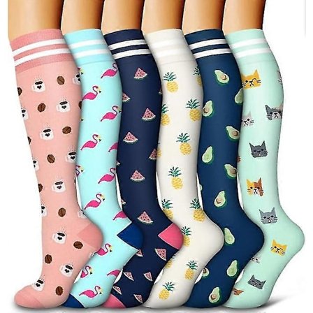 Kompresjonsstrømper for kvinner og menn 6 par, beste støtte for løping