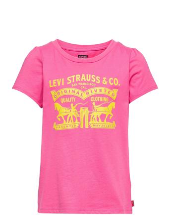 Lvg Neon Cap Ss Baby Tee Shirt T-shirts Short-sleeved Vaaleanpunainen Levi's