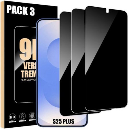 3 Tempered Glass - BOOLING - til Samsung Galaxy S25 Plus - Antispionage Let Stødabsorberende 9H