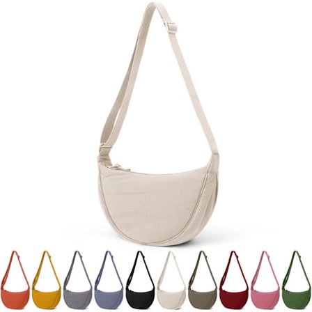 Crossbody-laukut naisille miehille Hobo- ja olkalaukut Nylon-puolikuu säädettävällä hihnalla Yksivärinen nyyttikimpale matkustamiseen Työ Koulu 