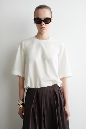 COS Women's Woven Cotton Top in White