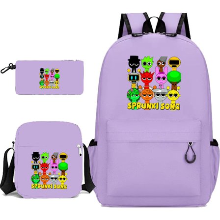 Sprunki song 3-delars set Ryggsäck Mochila Barn Väskor med Kapacitet