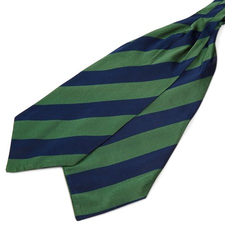 Zijden Sjaaldas met Marineblauwe en Groene Strepen voor mannen - Chokers / Ascot dassen