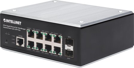 INTELLINET INT 8-Port Gigabit Ethernet PoE+ Web-Managed Industrial Swit
