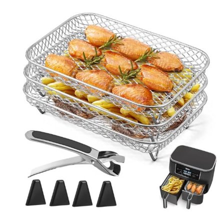 Rektangulært Airfryer Rist Sæt, 8 Dele