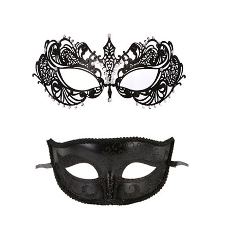 2 stycken Maskerad Järn Mask för Par Karneval Mask Spets Mask