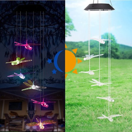 Solcellsdriven vindspel med LED, färgskiftande kolibri, fjäril, EVA-boll, trädgård, julklapp, utomhusdekoration