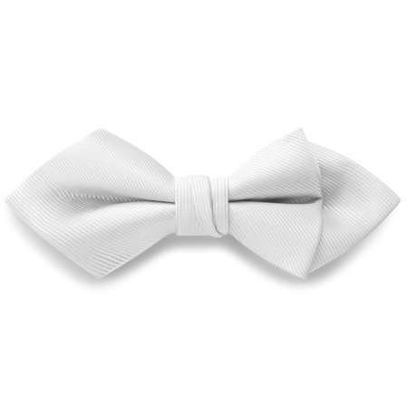 White Pre-Tied Grosgrain Diamond Tip Bow Tie for Men - Pre-tied bow ties