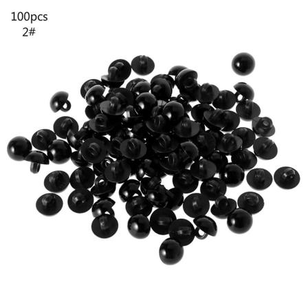 100x Sorte Skaft Knapper Diy Sy Øye Skjorte Dukke Diy Håndverk 9/10/11.5/12.5/15mm[GL] 15MM