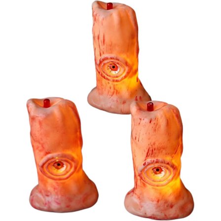 Halloween Lysestager, Flammeløs Huløje Øjeæblelampe, Batteridrevet Blodøjedekoration, Uhyggelig LED 9,5x5,5 cm