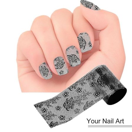 3D Musta Pitsi Kynsilakkalevyt Tarrat Tarrat Manikyyri Työkalu