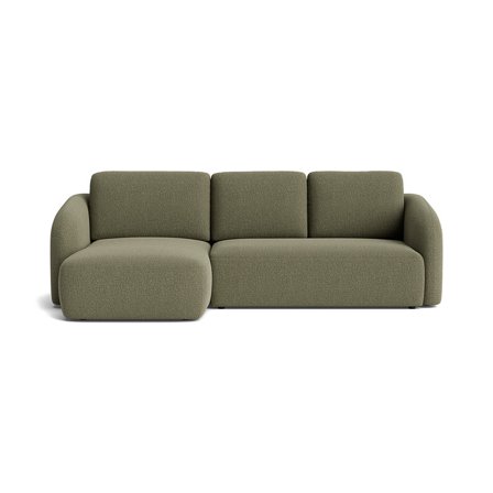 Savona Chaiselongue-Schlafsofa, links mit Stauraum, Nordic Grün, modernes Design, Bettfunktion, Bonell-Federkern & Nozag-Federung, 94cm