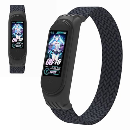 Xiaomi Mi Band 5 / 4 / 3 stylish nylon watch strap - Charcoal / Size: S