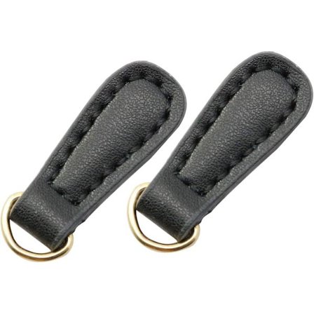 2 stk Ekte Lær Glidelås Trekk - Svart Trekk Stropp Snord Glidelås Trekk